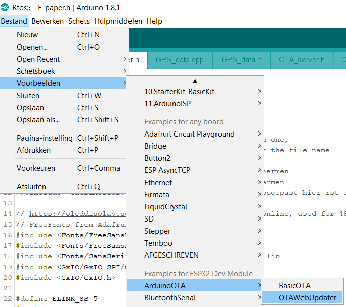 Exemple OTA pour ESP32