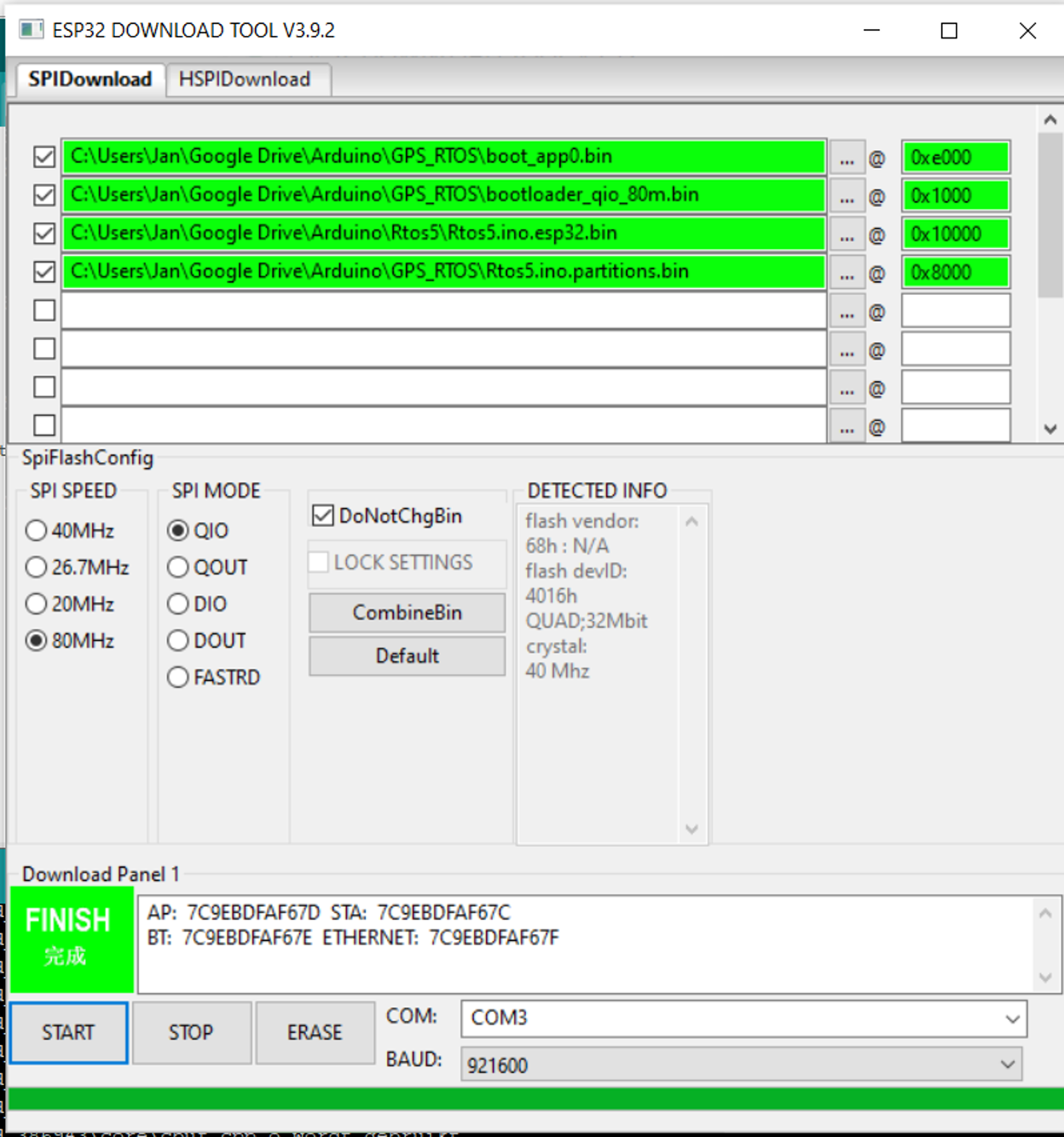Fenêtre du moniteur