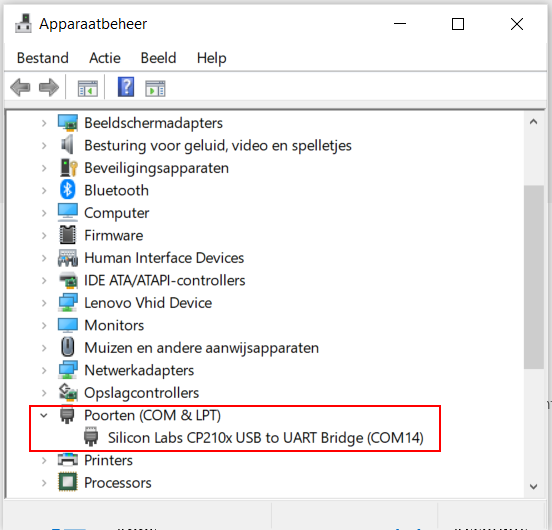 Capture d'écran du gestionnaire de périphériques